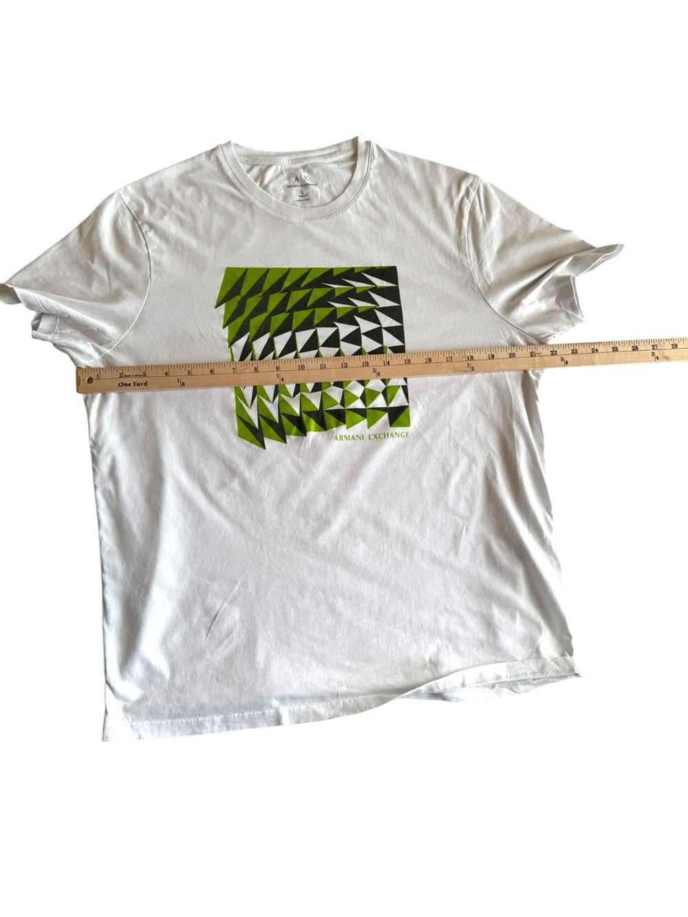 ARMANI EXCHANGE White Graphic Logo T-Shirt Men's Size L Geometric Print - Picture 6 of 7